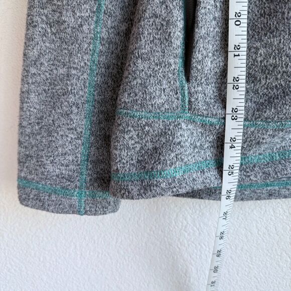 CB Sports Womens Zip Up Knit Hooded Jacket with Fleece Lined Hood in Gray & Teal - Picture 7 of 10